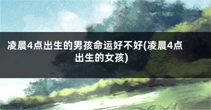 凌晨4点出生的男孩命运好不好(凌晨4点出生的女孩)