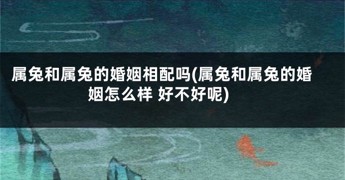 属兔和属兔的婚姻相配吗(属兔和属兔的婚姻怎么样 好不好呢)
