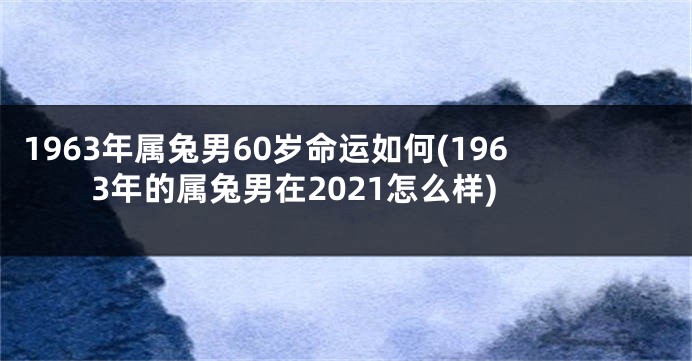 1963年属兔男60岁命运如何(1963年的属兔男在2021怎么样)