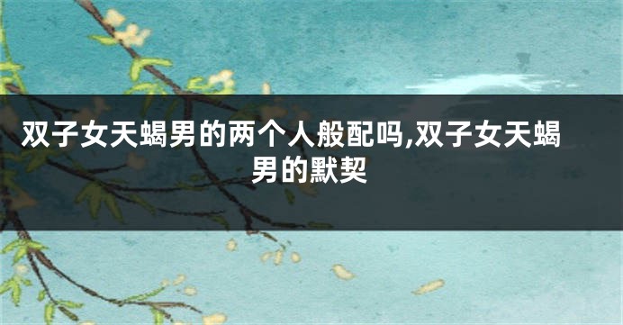 双子女天蝎男的两个人般配吗,双子女天蝎男的默契
