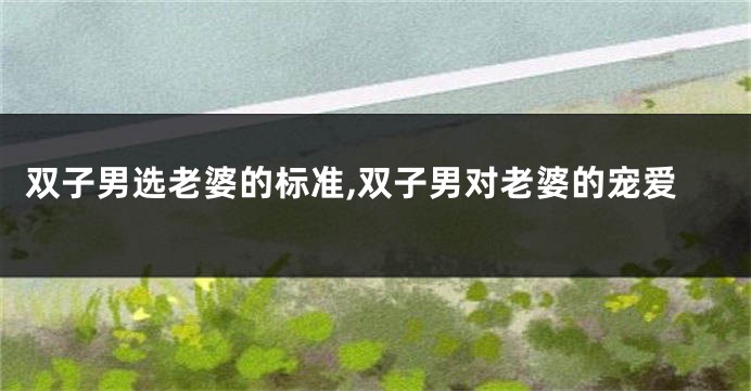 双子男选老婆的标准,双子男对老婆的宠爱