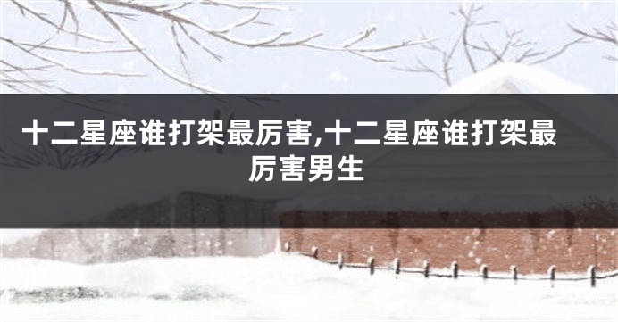 十二星座谁打架最厉害,十二星座谁打架最厉害男生