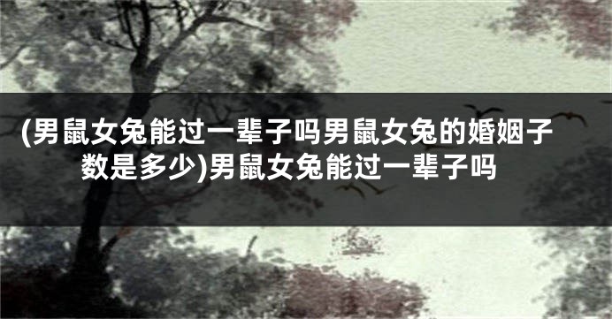 (男鼠女兔能过一辈子吗男鼠女兔的婚姻子数是多少)男鼠女兔能过一辈子吗