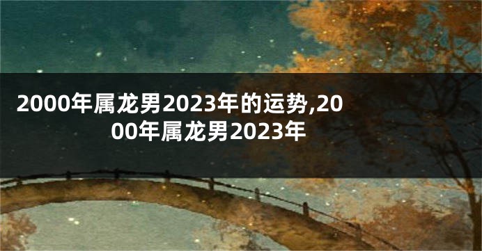 2000年属龙男2023年的运势,2000年属龙男2023年