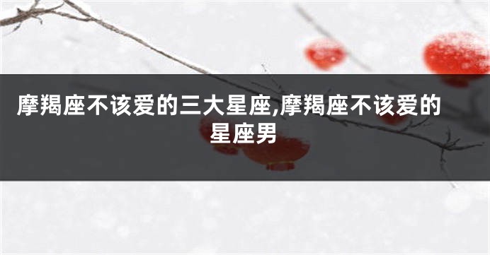 摩羯座不该爱的三大星座,摩羯座不该爱的星座男