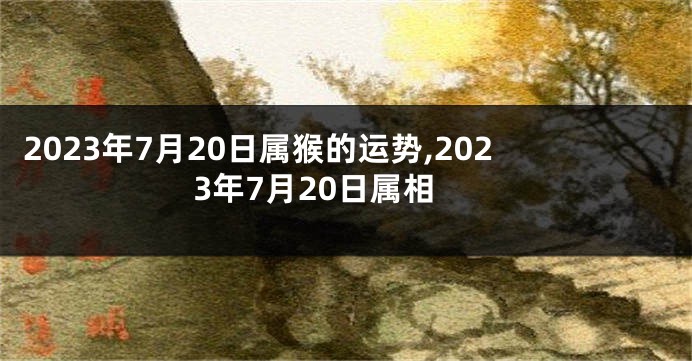2023年7月20日属猴的运势,2023年7月20日属相