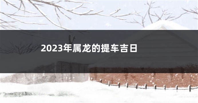 2023年属龙的提车吉日