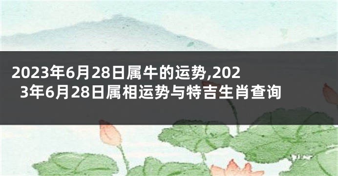 2023年6月28日属牛的运势,2023年6月28日属相运势与特吉生肖查询