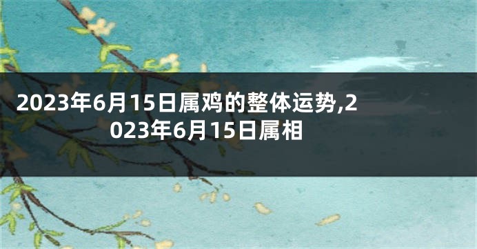 2023年6月15日属鸡的整体运势,2023年6月15日属相