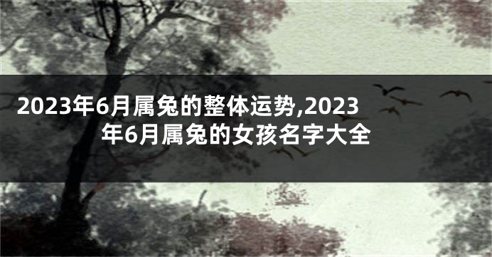 2023年6月属兔的整体运势,2023年6月属兔的女孩名字大全