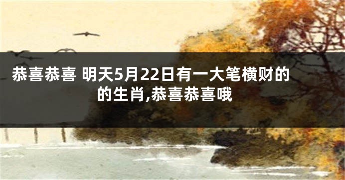 恭喜恭喜 明天5月22日有一大笔横财的的生肖,恭喜恭喜哦